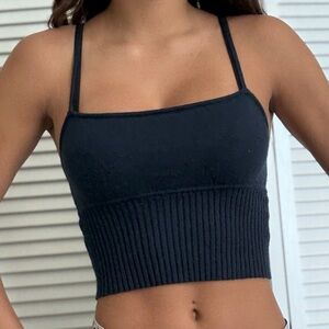 PacSun (L.A. Hearts) Navy Cropped Ribbed Tank Top